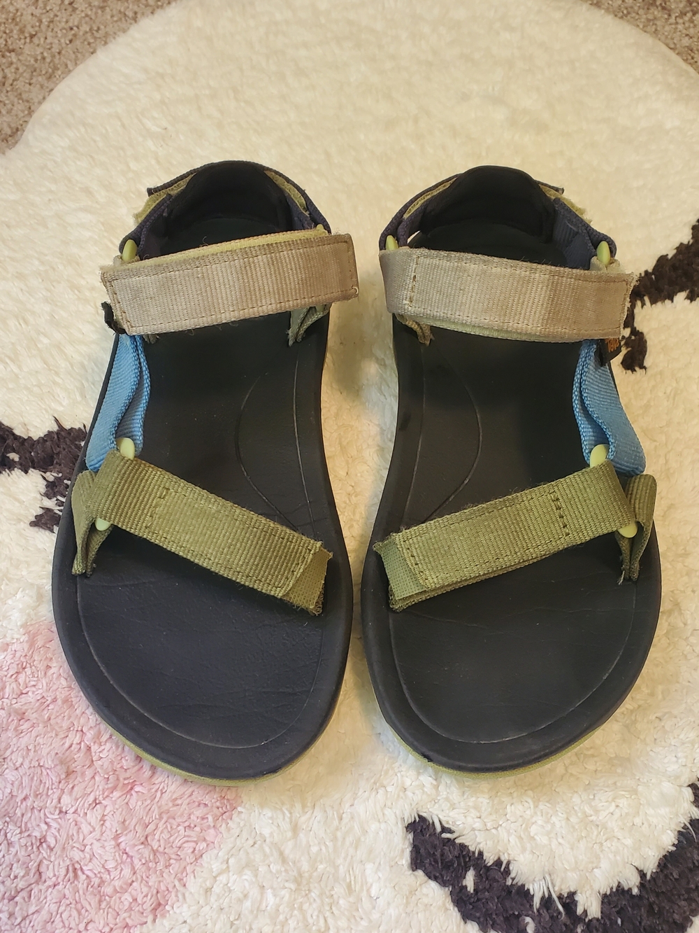 Teva, Toddler Size 13, Olive Green and Blue Velcro Strap Sandals